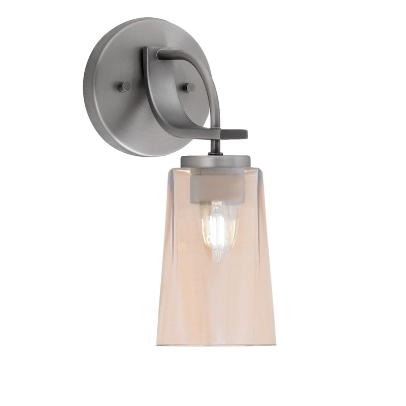 Toltec Cavella 1-Light Wall Sconce | Modern Graphite and Amber Gradient Glass | Bathroom & Hallway Vanity Light | Model 3911-GP-263