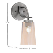 Toltec Cavella 1-Light Wall Sconce | Modern Graphite and Amber Gradient Glass | Bathroom & Hallway Vanity Light | Model 3911-GP-263