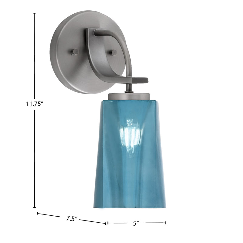 Toltec Cavella 1-Light Wall Sconce | Modern Graphite and Blue Gradient Glass | Bathroom & Hallway Vanity Light | Model 3911-GP-265