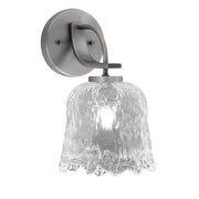 Toltec Cavella 7in 1-Light Wall Sconce | Modern Graphite and Clear Lava Glass | Bathroom & Hallway | 7 x 8.75 x 11.25 in | Model 3911-GP-4230