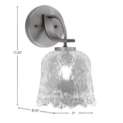 Toltec Cavella 7in 1-Light Wall Sconce | Modern Graphite and Clear Lava Glass | Bathroom & Hallway | 7 x 8.75 x 11.25 in | Model 3911-GP-4230