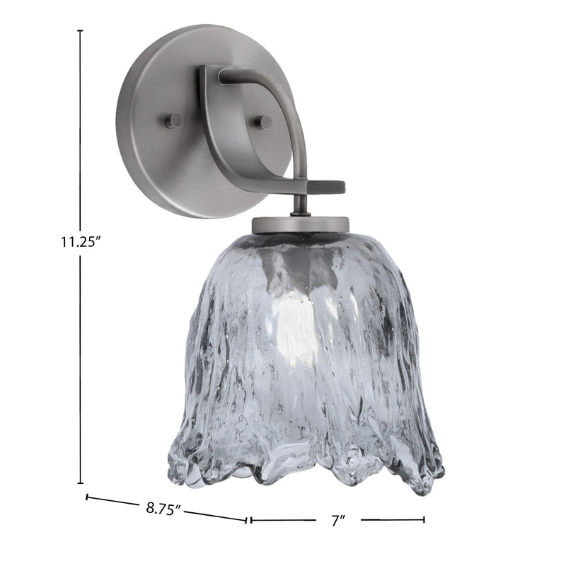 Toltec Cavella 7in 1-Light Wall Sconce | Modern Graphite and Smoke Lava Glass | Bathroom & Hallway | 7 x 8.75 x 11.25 in | Model 3911-GP-4232