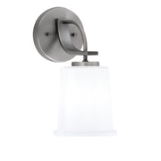 Toltec Cavella 1-Light Wall Sconce | Modern Graphite and White Opal Glass | Bathroom & Hallway Vanity Light | 5 x 7.75 x 11 in | Model 3911-GP-5031