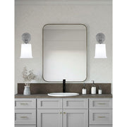 Toltec Cavella 1-Light Wall Sconce | Modern Graphite and White Opal Glass | Bathroom & Hallway Vanity Light | 5 x 7.75 x 11 in | Model 3911-GP-5031