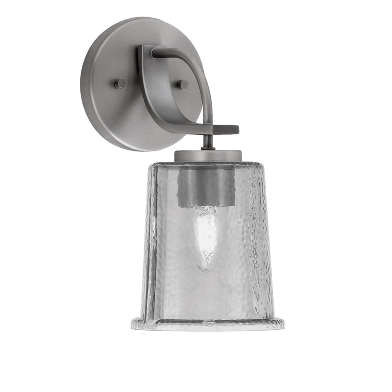 Toltec Cavella 1-Light Wall Sconce | Modern Graphite and Smoke Bubble Glass | Bathroom & Hallway Vanity Light | 5 x 7.75 x 11 in | Model 3911-GP-5032