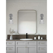 Toltec Cavella 1-Light Wall Sconce | Modern Graphite and Smoke Bubble Glass | Bathroom & Hallway Vanity Light | 5 x 7.75 x 11 in | Model 3911-GP-5032