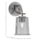 Toltec Cavella 1-Light Wall Sconce | Modern Graphite and Smoke Bubble Glass | Bathroom & Hallway Vanity Light | 5 x 7.75 x 11 in | Model 3911-GP-5032