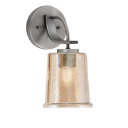 Toltec Cavella 5in 1-Light Wall Sconce | Modern Graphite and Amber Bubble Glass | Bathroom & Hallway | 5 x 7.75 x 11 in | Model 3911-GP-5033