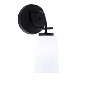 Toltec Cavella 11in 1-Light Wall Sconce | Modern Matte Black and White Opal Glass | Bedroom & Hallway Accent Light | Model 3911-MB-261