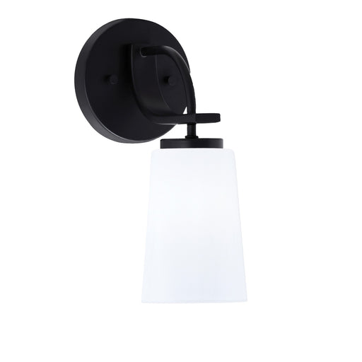 Toltec Cavella 11in 1-Light Wall Sconce | Modern Matte Black and White Opal Glass | Bedroom & Hallway Accent Light | Model 3911-MB-261