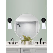 Toltec Cavella 11in 1-Light Wall Sconce | Modern Matte Black and White Opal Glass | Bedroom & Hallway Accent Light | Model 3911-MB-261