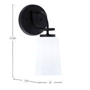 Toltec Cavella 11in 1-Light Wall Sconce | Modern Matte Black and White Opal Glass | Bedroom & Hallway Accent Light | Model 3911-MB-261