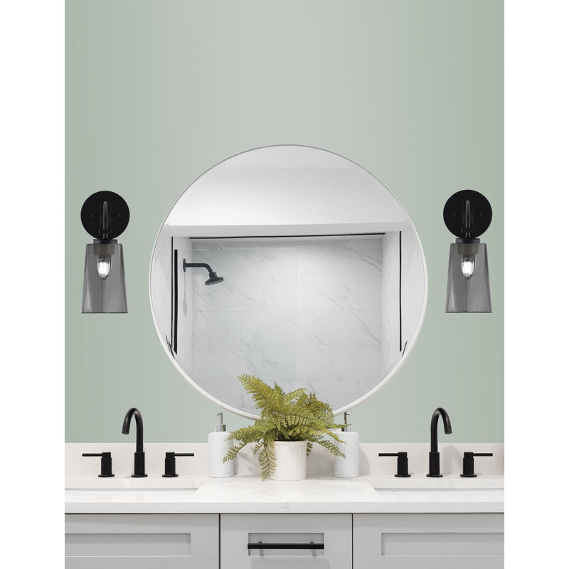 Toltec Cavella 11in 1-Light Wall Sconce | Modern Matte Black and Smoke Bubble Glass | Bedroom & Hallway Accent Light | Model 3911-MB-262