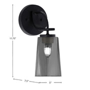 Toltec Cavella 11in 1-Light Wall Sconce | Modern Matte Black and Smoke Bubble Glass | Bedroom & Hallway Accent Light | Model 3911-MB-262