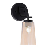 Toltec Cavella 11in 1-Light Wall Sconce | Modern Matte Black and Amber Gradient Glass | Bedroom & Hallway Accent Light | Model 3911-MB-263