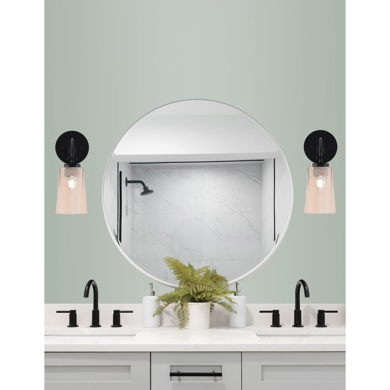 Toltec Cavella 11in 1-Light Wall Sconce | Modern Matte Black and Amber Gradient Glass | Bedroom & Hallway Accent Light | Model 3911-MB-263