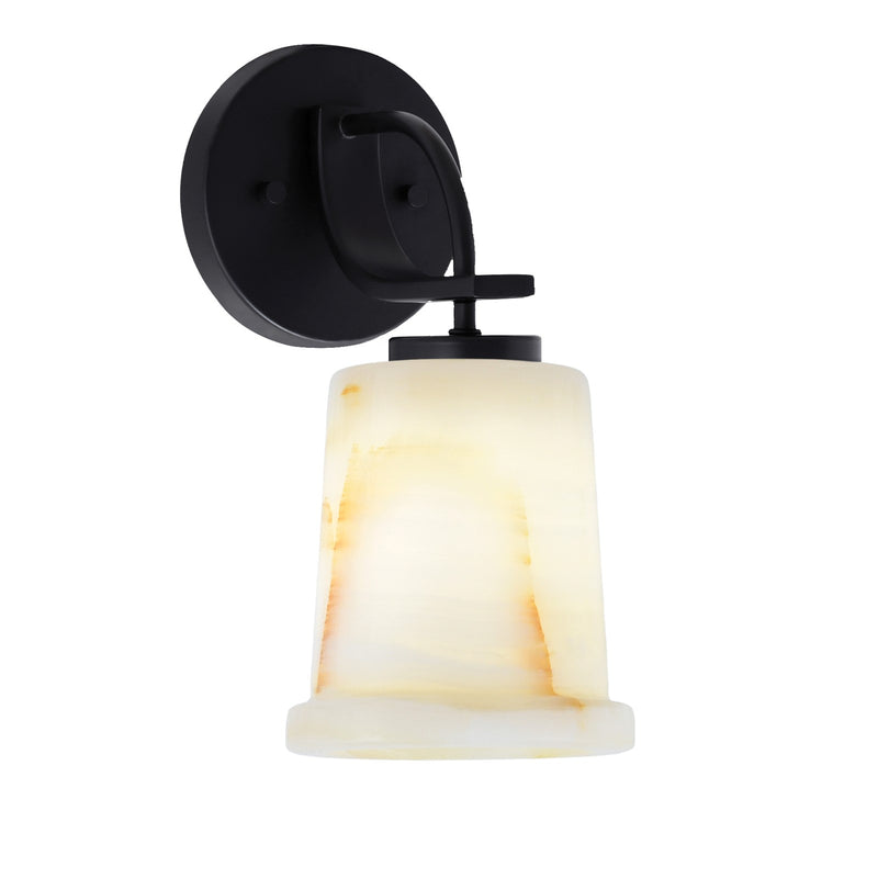 Toltec Cavella 5in 1-Light Wall Sconce | Modern Matte Black and Natural Stone | Bathroom & Hallway Accent Light | Model 3911-MB-4128