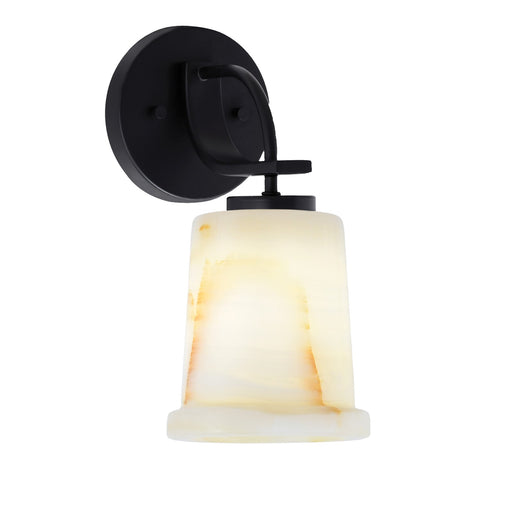 Toltec Cavella 5in 1-Light Wall Sconce | Modern Matte Black and Natural Stone | Bathroom & Hallway Accent Light | Model 3911-MB-4128