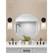Toltec Cavella 5in 1-Light Wall Sconce | Modern Matte Black and Natural Stone | Bathroom & Hallway Accent Light | Model 3911-MB-4128
