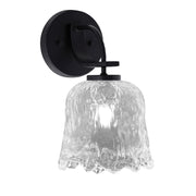 Toltec Cavella 7in 1-Light Wall Sconce | Modern Matte Black and Clear Lava Glass | Bathroom & Hallway Accent Light | Model 3911-MB-4230