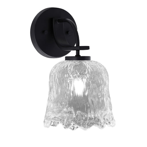 Toltec Cavella 7in 1-Light Wall Sconce | Modern Matte Black and Clear Lava Glass | Bathroom & Hallway Accent Light | Model 3911-MB-4230
