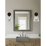 Toltec Cavella 7in 1-Light Wall Sconce | Modern Matte Black and Clear Lava Glass | Bathroom & Hallway Accent Light | Model 3911-MB-4230