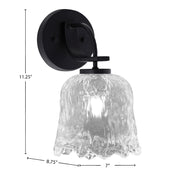 Toltec Cavella 7in 1-Light Wall Sconce | Modern Matte Black and Clear Lava Glass | Bathroom & Hallway Accent Light | Model 3911-MB-4230