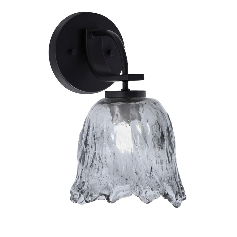 Toltec Cavella 7in 1-Light Wall Sconce | Modern Matte Black and Smoke Lava Glass | Bathroom & Hallway Accent Light | Model 3911-MB-4232