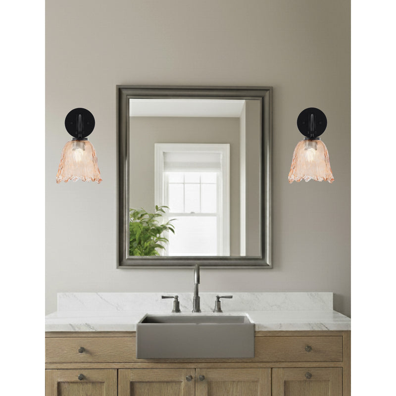 Toltec Cavella 7in 1-Light Wall Sconce | Modern Matte Black and Amber Lava Glass | Bathroom & Hallway Accent Light | Model 3911-MB-4233
