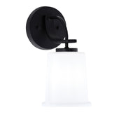Toltec Cavella 1-Light Wall Sconce | Modern Matte Black and White Opal Glass | Bathroom & Hallway | 5 x 7.75 x 11 in | Model 3911-MB-5031