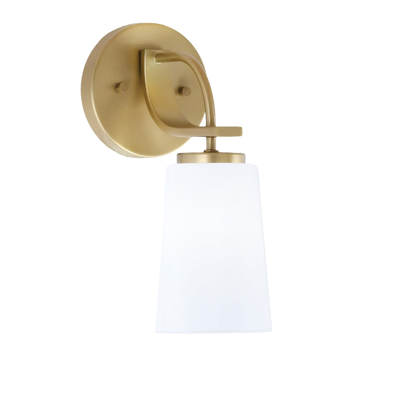 Toltec Cavella 5in 1-Light Wall Sconce | Modern New Age Brass and White Opal Glass | Bedroom & Hallway Accent Light | Model 3911-NAB-261