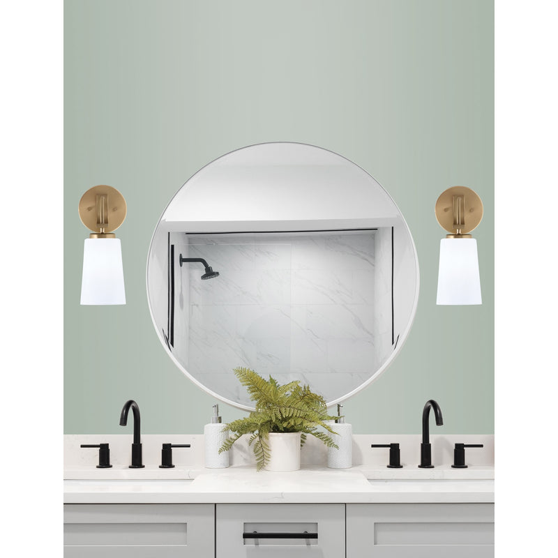 Toltec Cavella 5in 1-Light Wall Sconce | Modern New Age Brass and White Opal Glass | Bedroom & Hallway Accent Light | Model 3911-NAB-261
