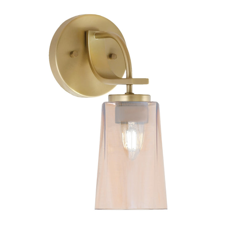 Toltec Cavella 5in 1-Light Wall Sconce | Modern New Age Brass and Amber Gradient Glass | Bedroom & Hallway Accent Light | Model 3911-NAB-263
