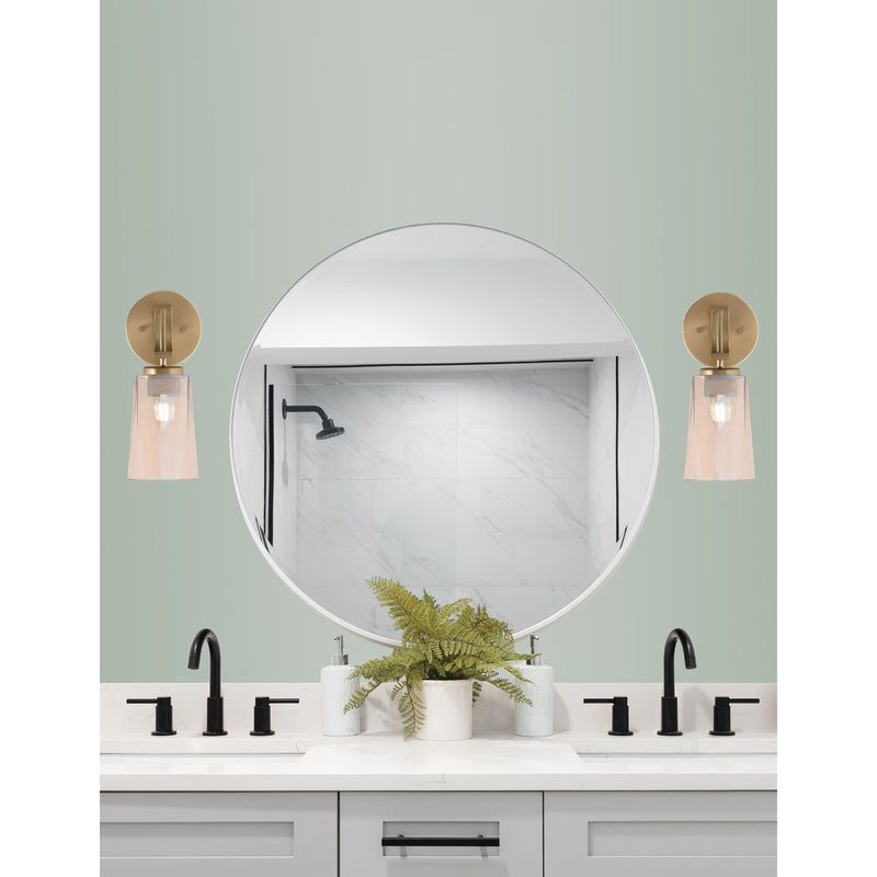 Toltec Cavella 5in 1-Light Wall Sconce | Modern New Age Brass and Amber Gradient Glass | Bedroom & Hallway Accent Light | Model 3911-NAB-263