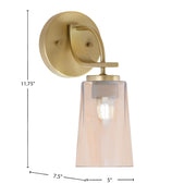 Toltec Cavella 5in 1-Light Wall Sconce | Modern New Age Brass and Amber Gradient Glass | Bedroom & Hallway Accent Light | Model 3911-NAB-263