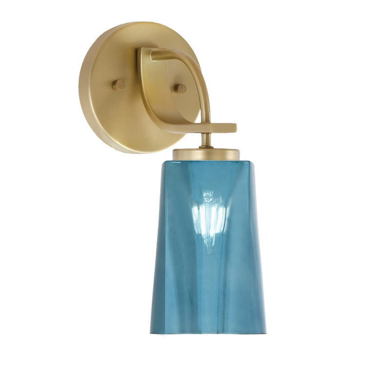 Toltec Cavella 5in 1-Light Wall Sconce | Modern New Age Brass and Blue Gradient Glass | Bedroom & Hallway Accent Light | Model 3911-NAB-265
