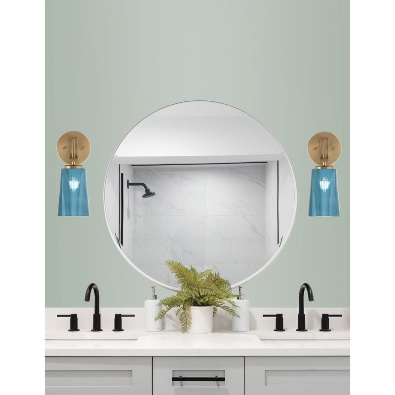 Toltec Cavella 5in 1-Light Wall Sconce | Modern New Age Brass and Blue Gradient Glass | Bedroom & Hallway Accent Light | Model 3911-NAB-265