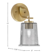 Toltec Cavella 11in 1-Light Wall Sconce | New Age Brass and Smoke Bubble Glass | Bathroom & Hallway | 5 x 7.75 x 11 in | Model 3911-NAB-5032