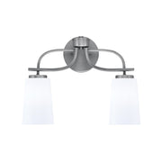 Toltec Cavella 2-Light Bath Bar | Modern Graphite Steel and White Opal Glass | Bathroom & Powder Room Vanity Light | 7 x 12.5 in | Model 3912-GP-261