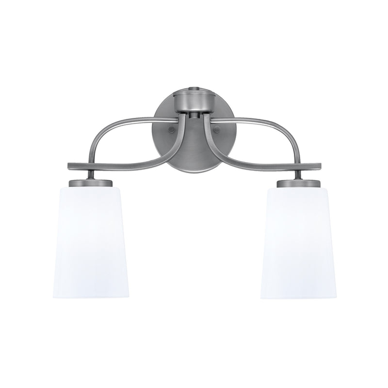 Toltec Cavella 2-Light Bath Bar | Modern Graphite Steel and White Opal Glass | Bathroom & Powder Room Vanity Light | 7 x 12.5 in | Model 3912-GP-261