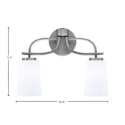 Toltec Cavella 2-Light Bath Bar | Modern Graphite Steel and White Opal Glass | Bathroom & Powder Room Vanity Light | 7 x 12.5 in | Model 3912-GP-261