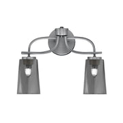 Toltec Cavella 2-Light Bath Bar | Modern Graphite Steel and Smoke Bubble Glass | Bathroom & Powder Room Vanity Light | 7 x 12.5 in | Model 3912-GP-262