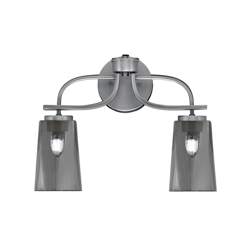 Toltec Cavella 2-Light Bath Bar | Modern Graphite Steel and Smoke Bubble Glass | Bathroom & Powder Room Vanity Light | 7 x 12.5 in | Model 3912-GP-262