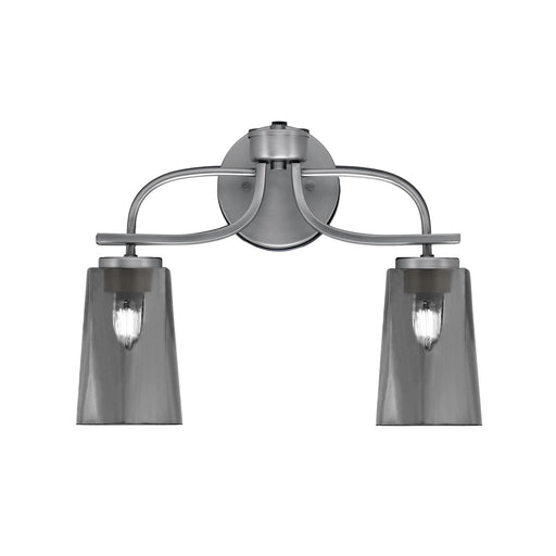 Toltec Cavella 2-Light Bath Bar | Modern Graphite Steel and Smoke Bubble Glass | Bathroom & Powder Room Vanity Light | 7 x 12.5 in | Model 3912-GP-262