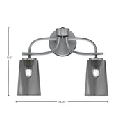 Toltec Cavella 2-Light Bath Bar | Modern Graphite Steel and Smoke Bubble Glass | Bathroom & Powder Room Vanity Light | 7 x 12.5 in | Model 3912-GP-262