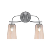 Toltec Cavella 2-Light Bath Bar | Modern Graphite Steel and Amber Gradient Glass | Bathroom & Powder Room Vanity Light | 7 x 12.5 in | Model 3912-GP-263