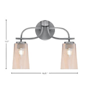 Toltec Cavella 2-Light Bath Bar | Modern Graphite Steel and Amber Gradient Glass | Bathroom & Powder Room Vanity Light | 7 x 12.5 in | Model 3912-GP-263
