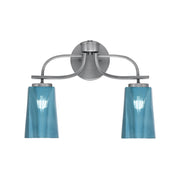 Toltec Cavella 2-Light Bath Bar | Modern Graphite Steel and Blue Gradient Glass | Bathroom & Powder Room Vanity Light | 7 x 12.5 in | Model 3912-GP-265