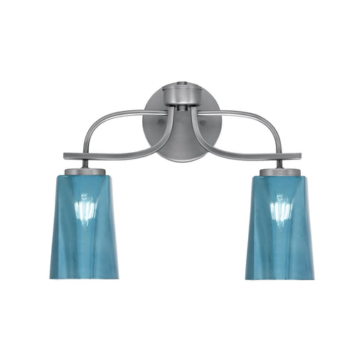Toltec Cavella 2-Light Bath Bar | Modern Graphite Steel and Blue Gradient Glass | Bathroom & Powder Room Vanity Light | 7 x 12.5 in | Model 3912-GP-265