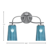 Toltec Cavella 2-Light Bath Bar | Modern Graphite Steel and Blue Gradient Glass | Bathroom & Powder Room Vanity Light | 7 x 12.5 in | Model 3912-GP-265